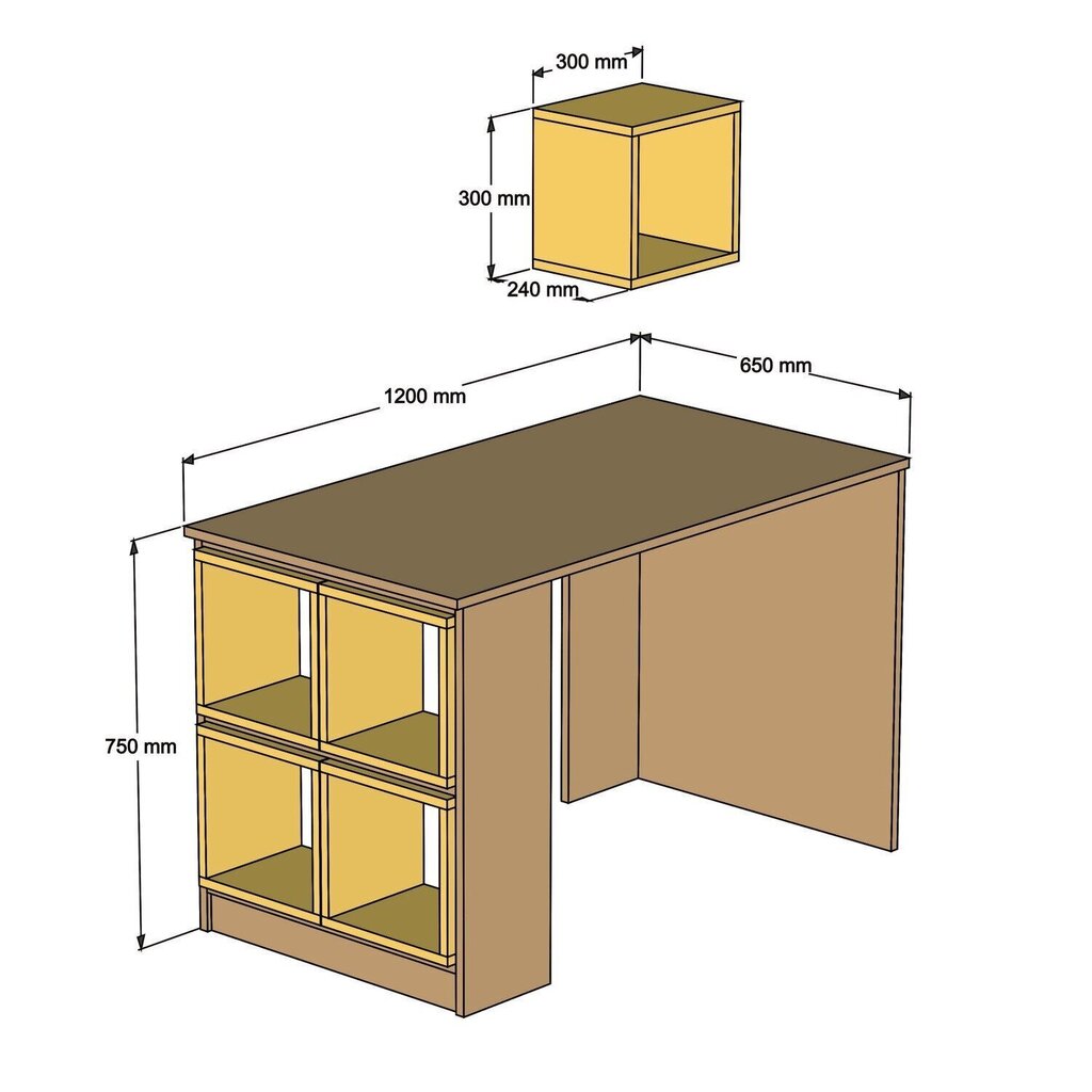 Kirjutuslaud Kalune Design 845 (I), pruun/beež värv hind ja info | Arvutilauad, kirjutuslauad | hansapost.ee