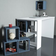 Письменный стол Kalune Design 845 (I), белый/синий цена и информация | Компьютерные, письменные столы | hansapost.ee
