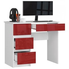 Kirjutuslaud NORE A7, vasakpoolne, valge/punane цена и информация | Компьютерные, письменные столы | hansapost.ee