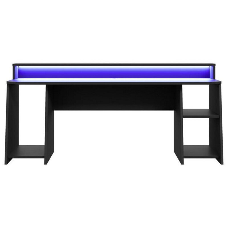 Kirjutuslaud Tezaur 200 cm + LED, must цена и информация | Arvutilauad, kirjutuslauad | hansapost.ee