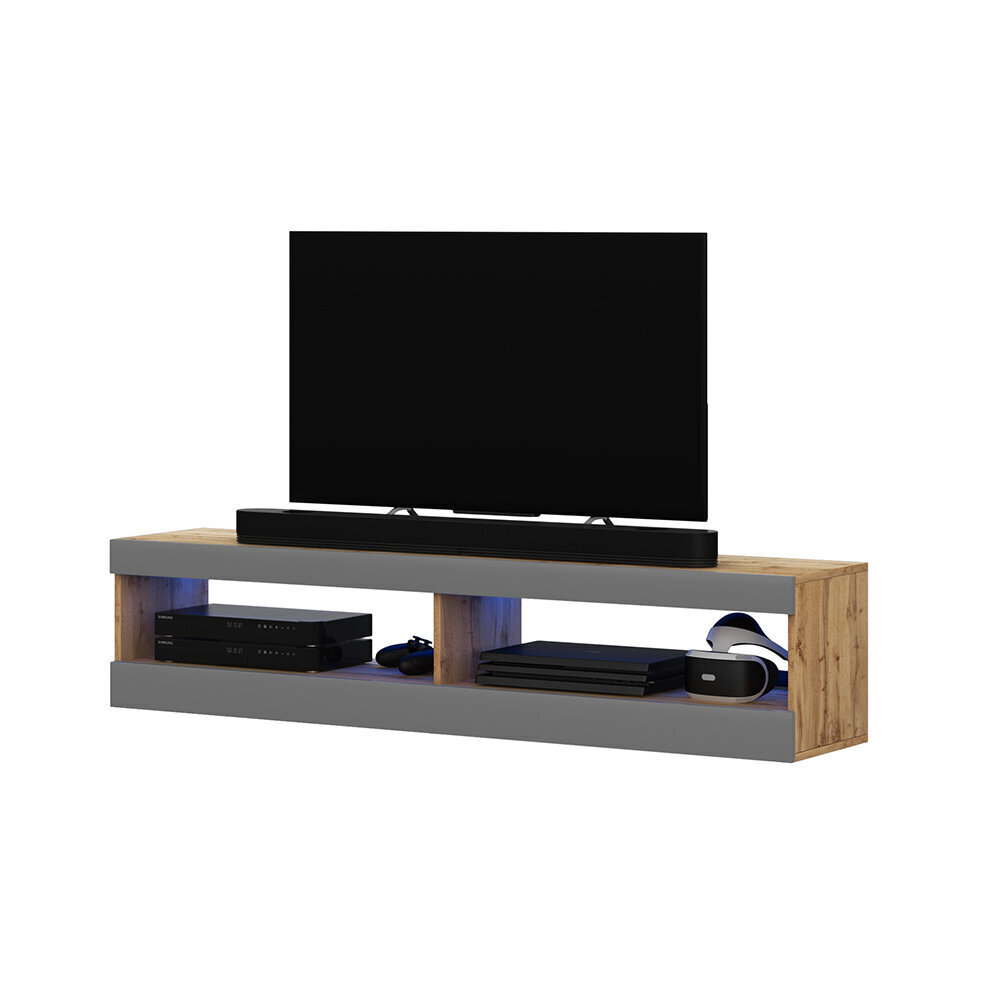 TV laud Selsey Dean LED 100 cm, pruun/hall цена и информация | Televiisori alused | hansapost.ee