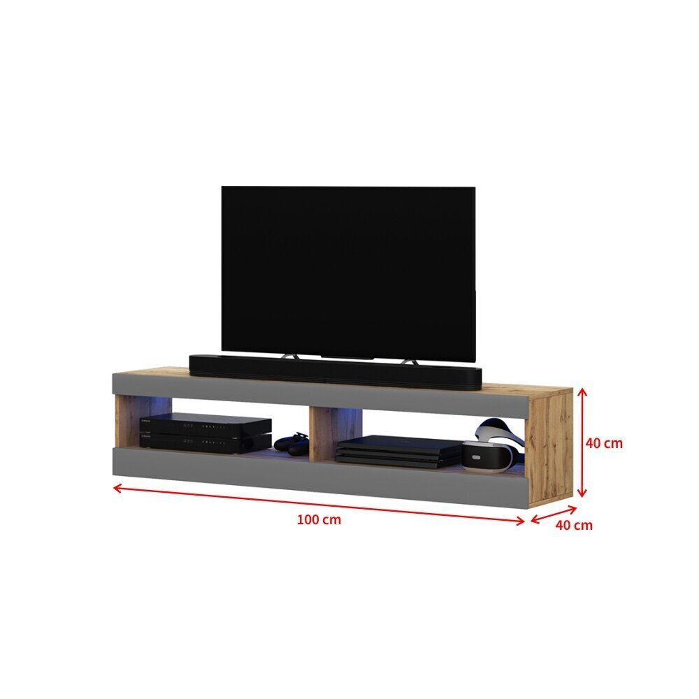 TV laud Selsey Dean LED 100 cm, pruun/hall цена и информация | Televiisori alused | hansapost.ee