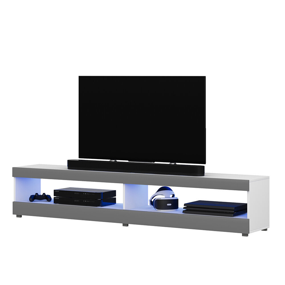 TV laud Selsey Dean LED 140 cm, valge/hall цена и информация | Televiisori alused | hansapost.ee