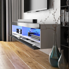 TV laud Selsey Dean LED 140 cm, valge/must hind ja info | Televiisori alused | hansapost.ee