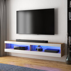 TV laud Selsey Dean LED 140 cm, pruun/valge hind ja info | Televiisori alused | hansapost.ee