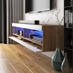 TV laud Selsey Dean LED 140 cm, pruun/valge hind ja info | Televiisori alused | hansapost.ee