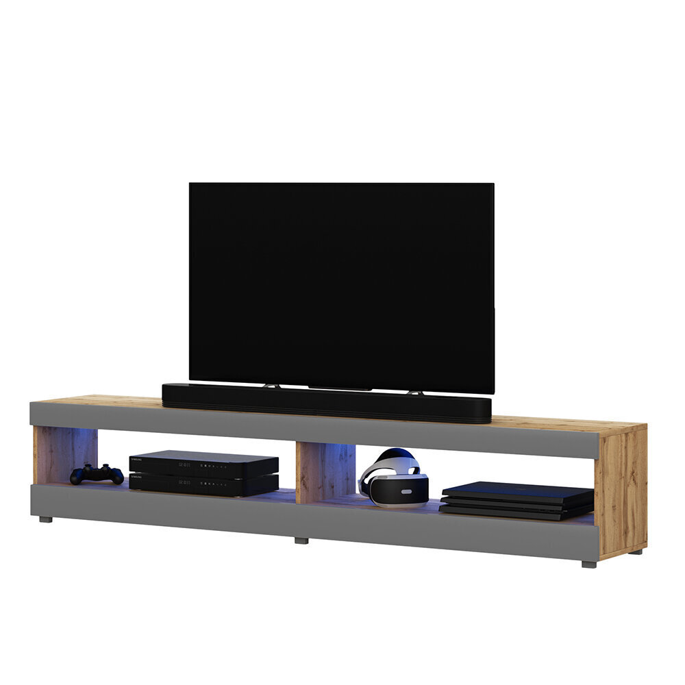 TV laud Selsey Dean LED 140 cm, pruun/hall hind ja info | Televiisori alused | hansapost.ee