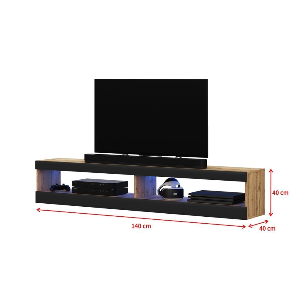 TV laud Selsey Dean LED 140 cm, pruun/must hind ja info | Televiisori alused | hansapost.ee
