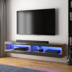 ТВ столик Selsey Viansola LED 140 см, коричневый/черный цена и информация | Тумбы под телевизор | hansapost.ee