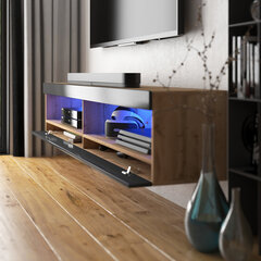 ТВ столик Selsey Viansola LED 140 см, коричневый/черный цена и информация | Тумбы под телевизор | hansapost.ee