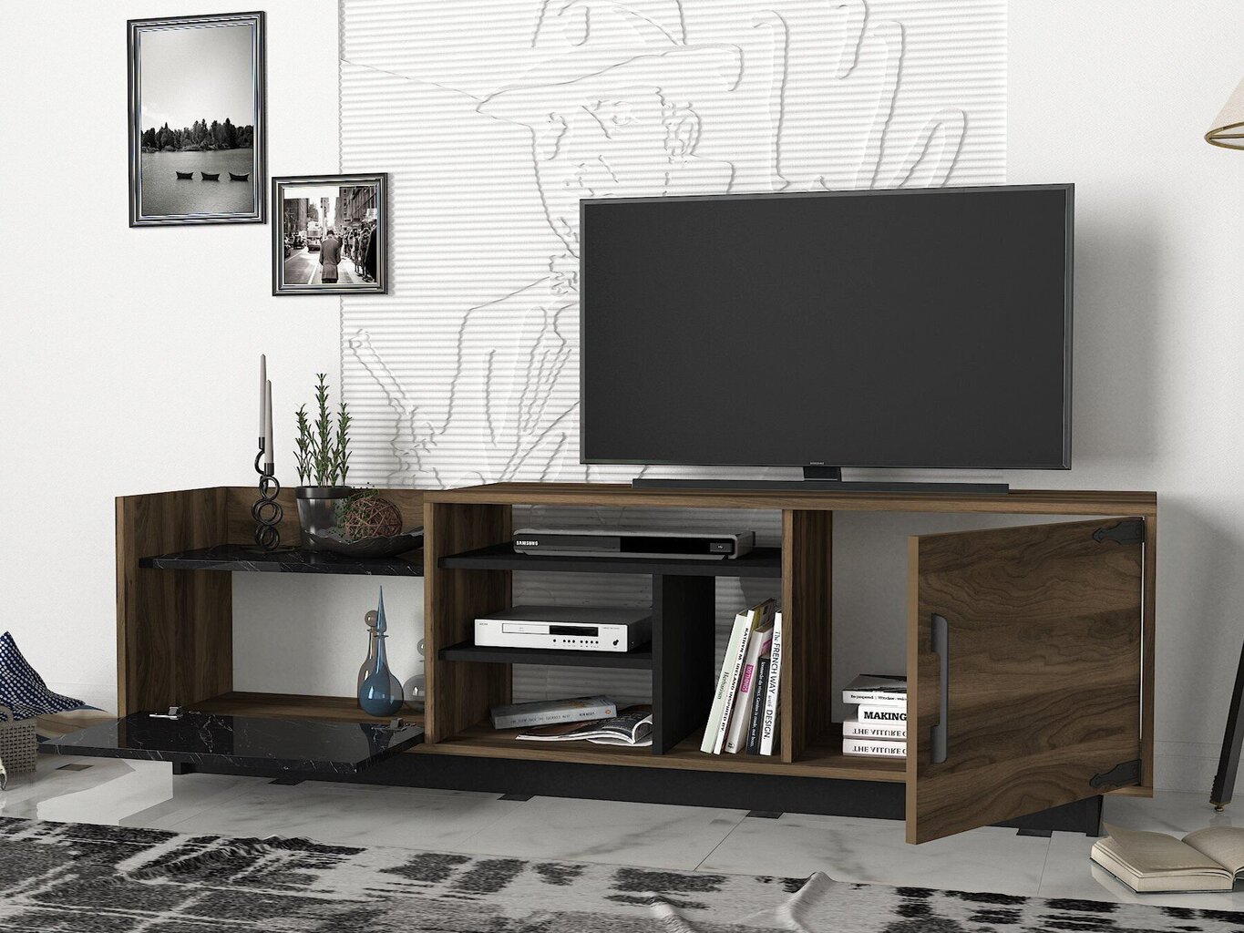 TV laud Kalune Design Siento, pruun/must hind ja info | Televiisori alused | hansapost.ee