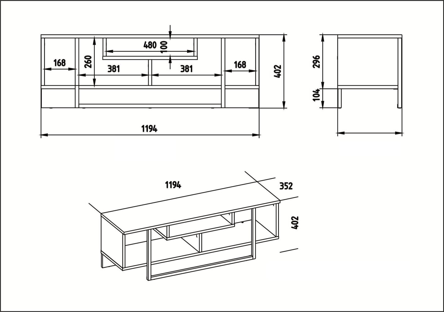 TV laud Kalune Design Asal 120 cm, tamm/must hind ja info | Televiisori alused | hansapost.ee