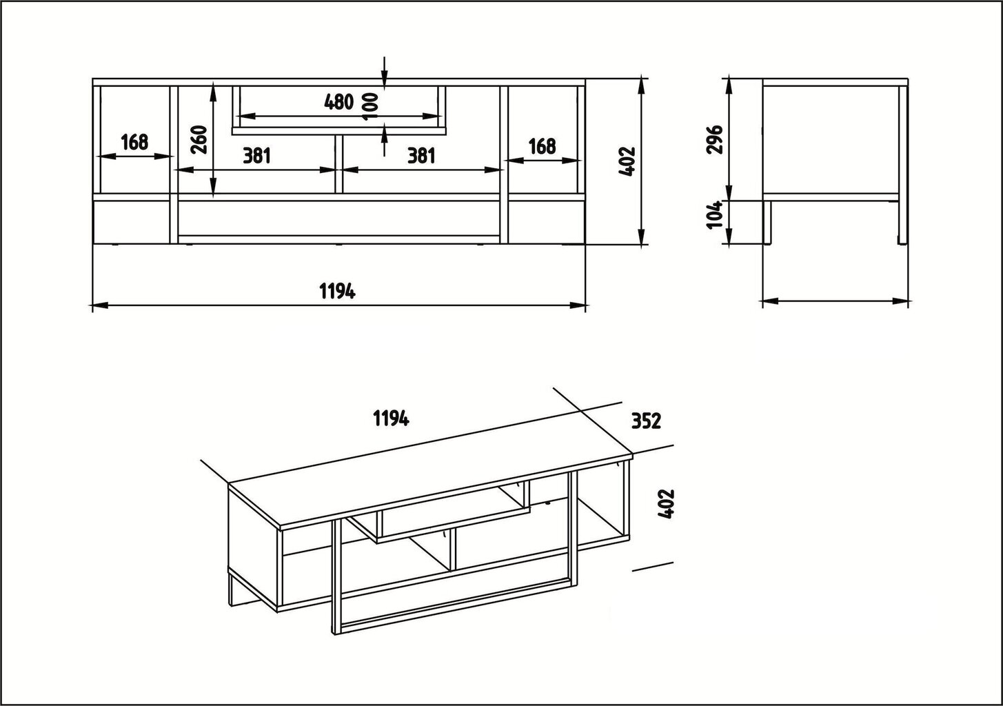 TV laud Kalune Design Asal 120 cm, valge/tamm hind ja info | Televiisori alused | hansapost.ee