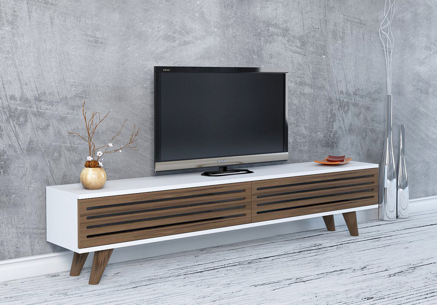 TV laud Kalune Design Hill, pruun/valge hind ja info | Televiisori alused | hansapost.ee