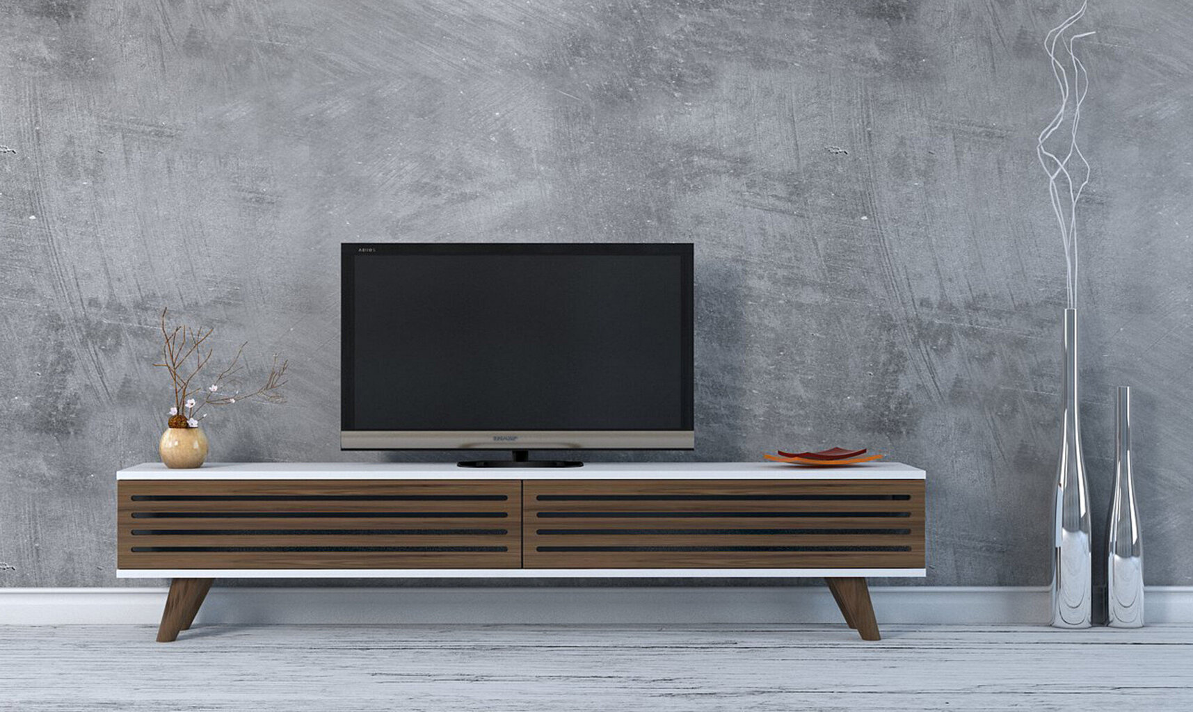 TV laud Kalune Design Hill, pruun/valge hind ja info | Televiisori alused | hansapost.ee