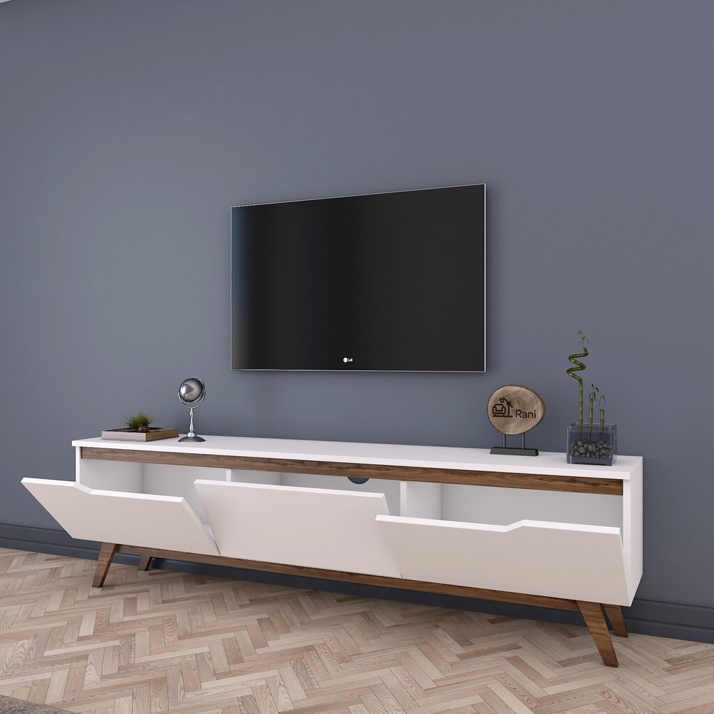 TV laud Kalune Design D1, valge/pruun цена и информация | Televiisori alused | hansapost.ee