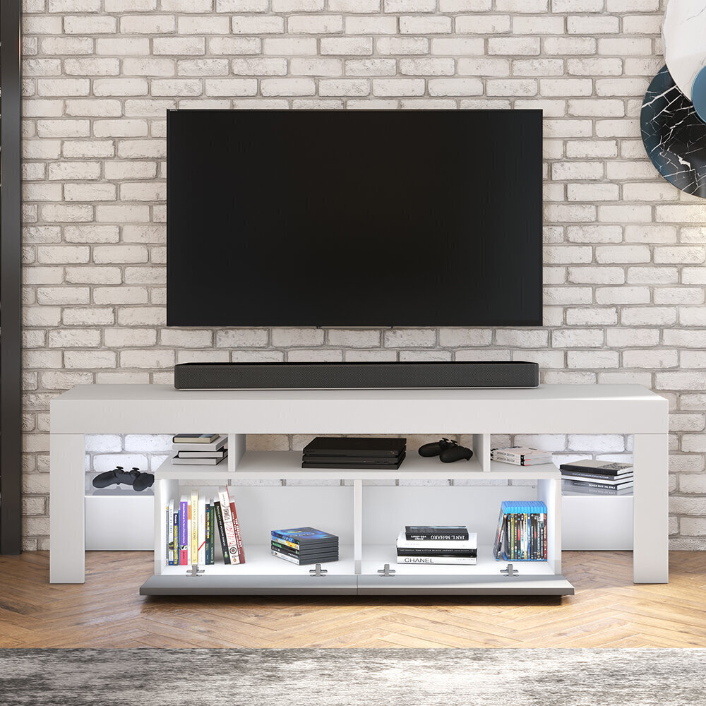 TV-laud Selsey Vergon LED, valge/hall hind ja info | Televiisori alused | hansapost.ee