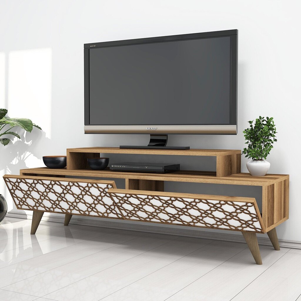 TV-laud Kalune Design 845, 140 cm, pruun/valge hind ja info | Televiisori alused | hansapost.ee