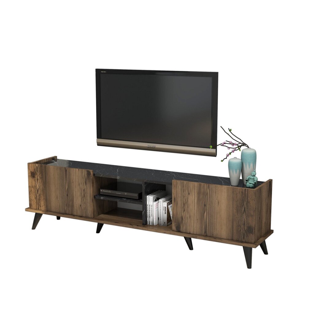 TV-laud Kalune Design 389, 180 cm, pruun/must hind ja info | Televiisori alused | hansapost.ee