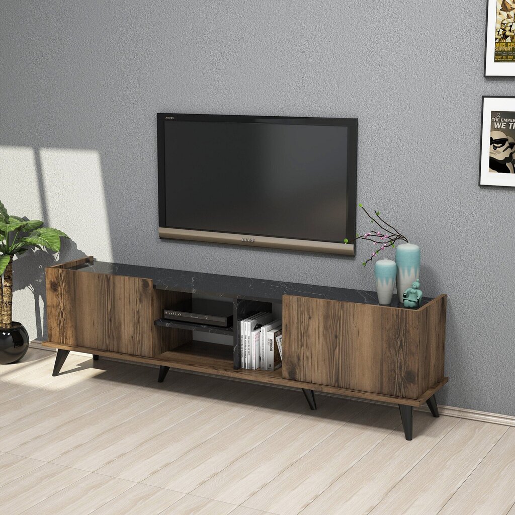 TV-laud Kalune Design 389, 180 cm, pruun/must hind ja info | Televiisori alused | hansapost.ee