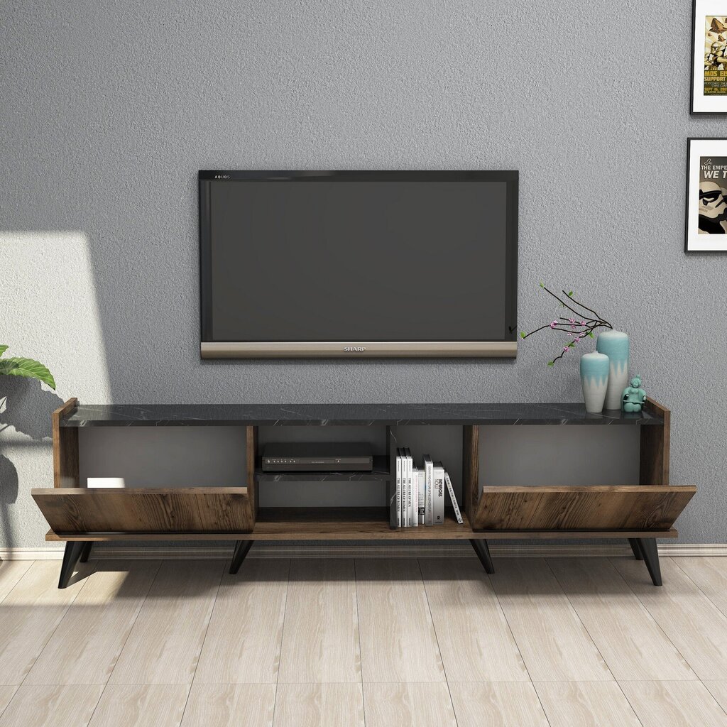 TV-laud Kalune Design 389, 180 cm, pruun/must hind ja info | Televiisori alused | hansapost.ee