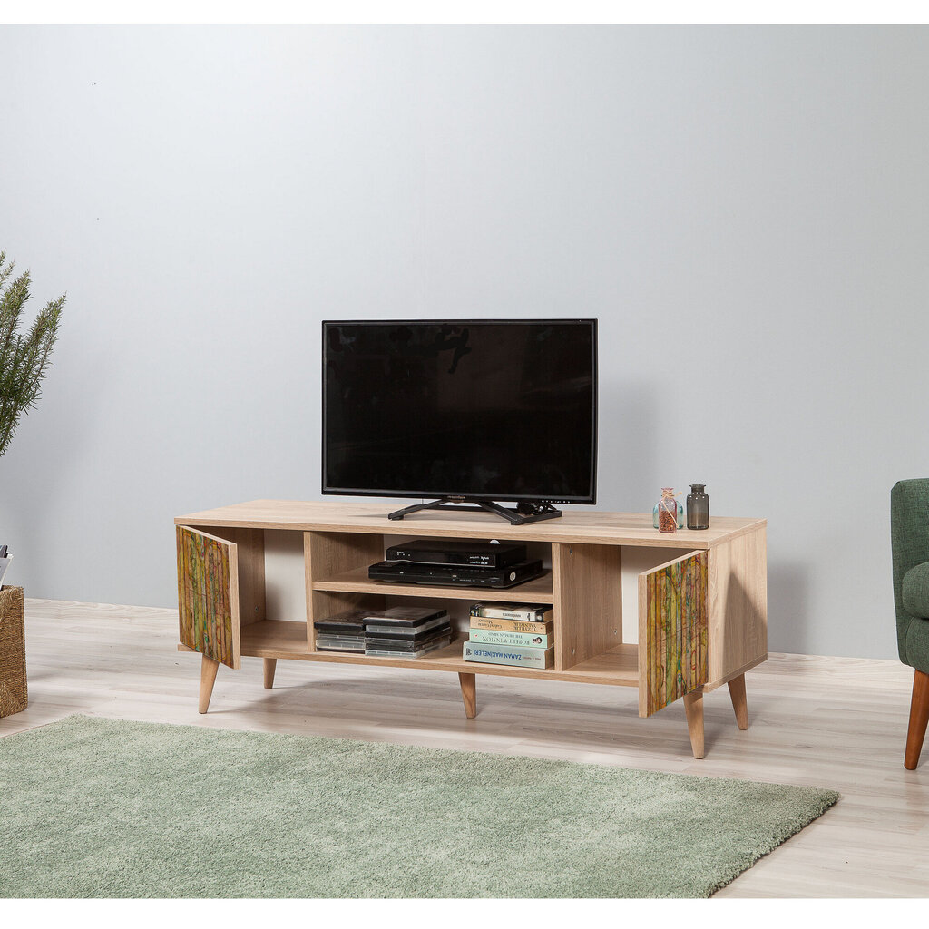 TV laud Kalune Design 863(I), tamme värv/kollane цена и информация | Televiisori alused | hansapost.ee