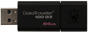 Atmintinė KINGSTON DataTraveler 100 G3 64 GB, USB 3.0 цена и информация | USB накопители данных | hansapost.ee