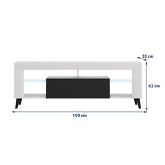 ТВ столик Selsey HugoB LED, белый/черный цена и информация | Тумбы под телевизор | hansapost.ee