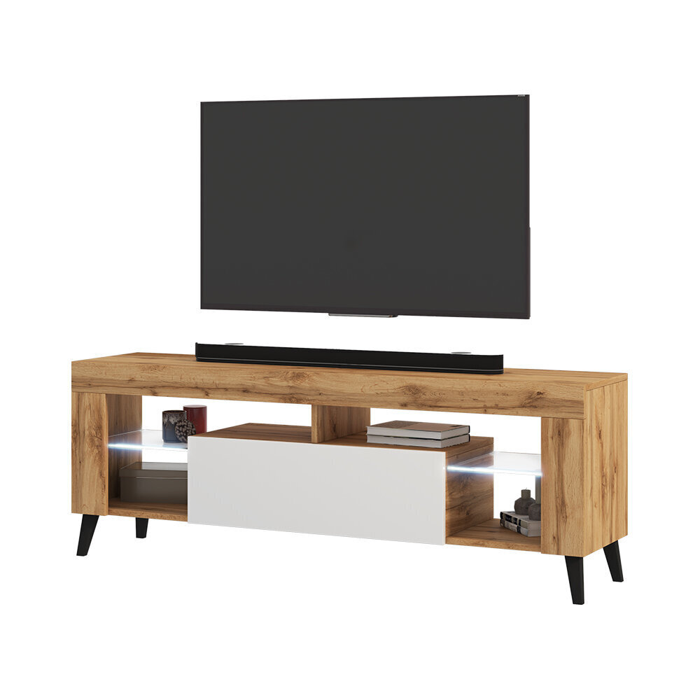 TV-laud Selsey HugoB LED, pruun/valge цена и информация | Televiisori alused | hansapost.ee