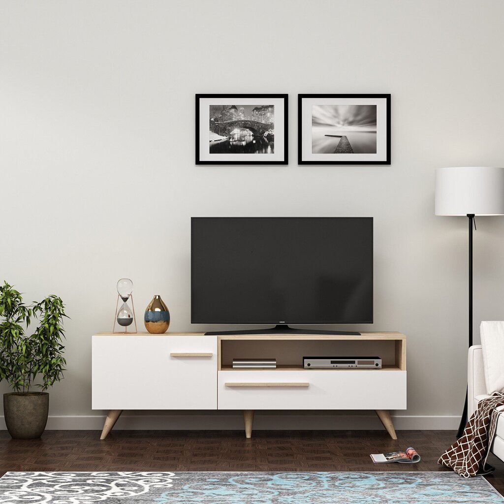 TV-laud Kalune Design Zera, valge/pruun hind ja info | Televiisori alused | hansapost.ee