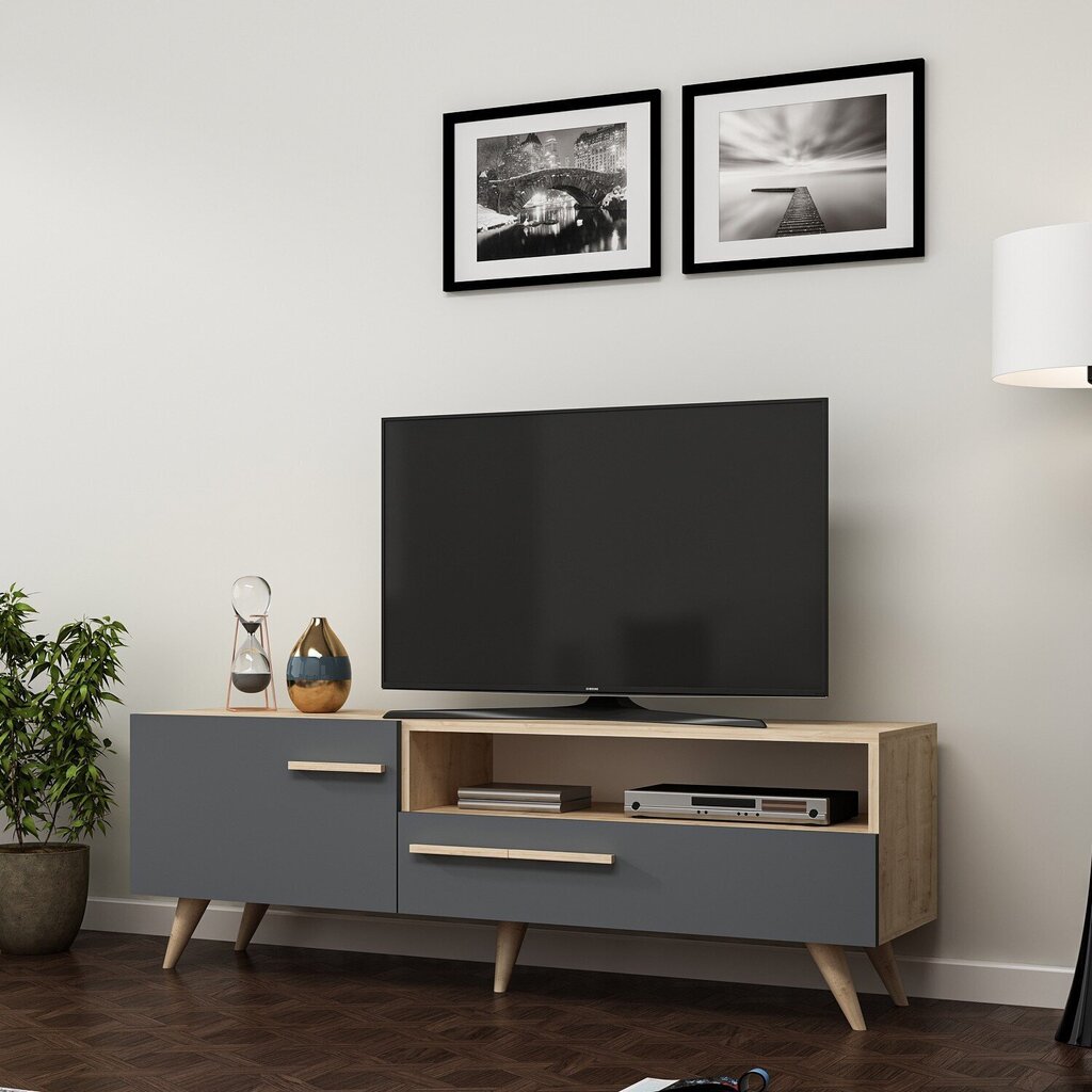 TV-laud Kalune Design Zera, hall/pruun цена и информация | Televiisori alused | hansapost.ee