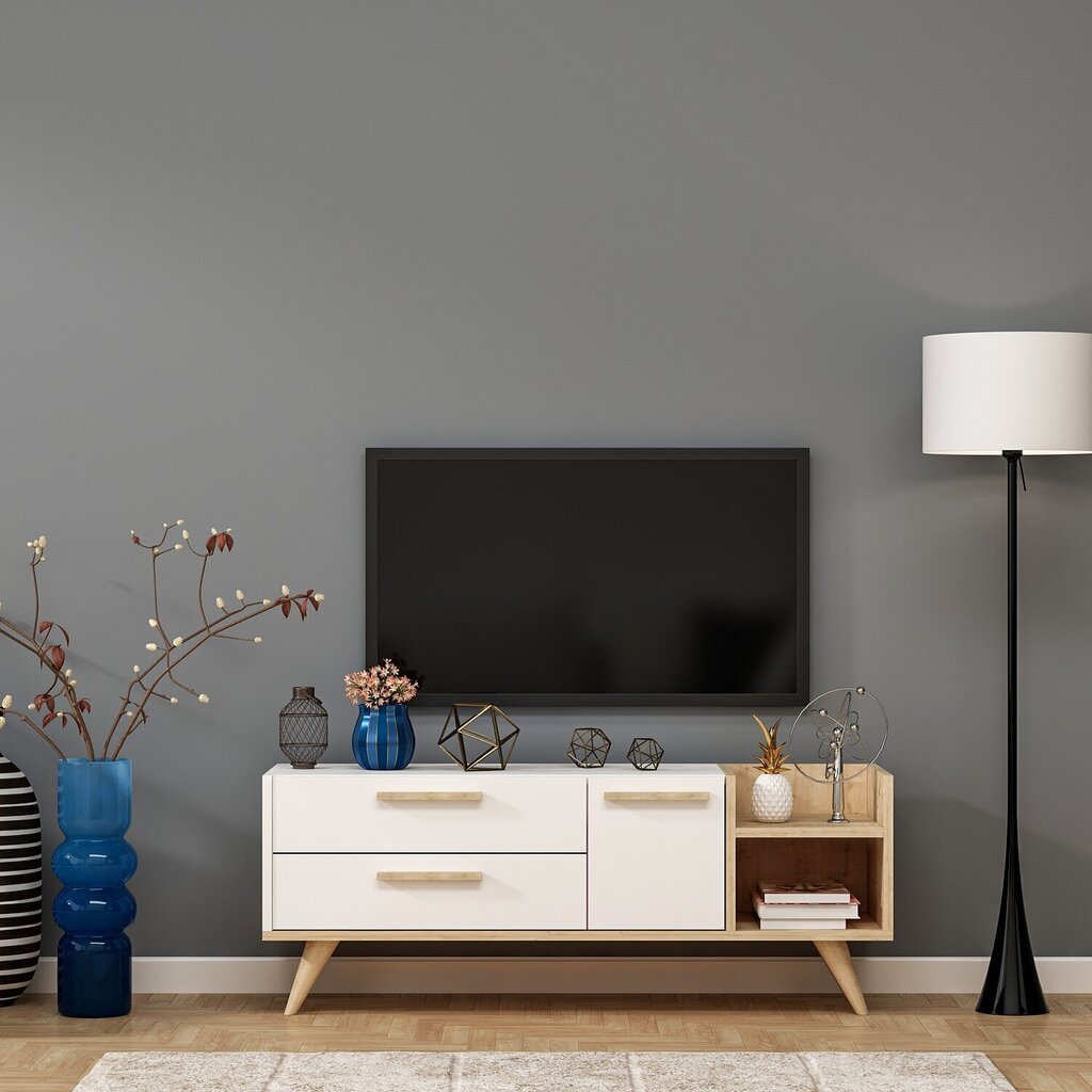 TV-laud Kalune Design Otto, 138 cm, valge/pruun цена и информация | Televiisori alused | hansapost.ee