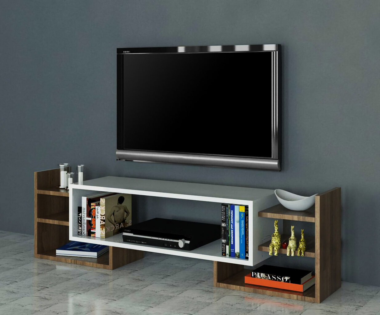 TV-laud Kalune Design, valge/pruun hind ja info | Televiisori alused | hansapost.ee