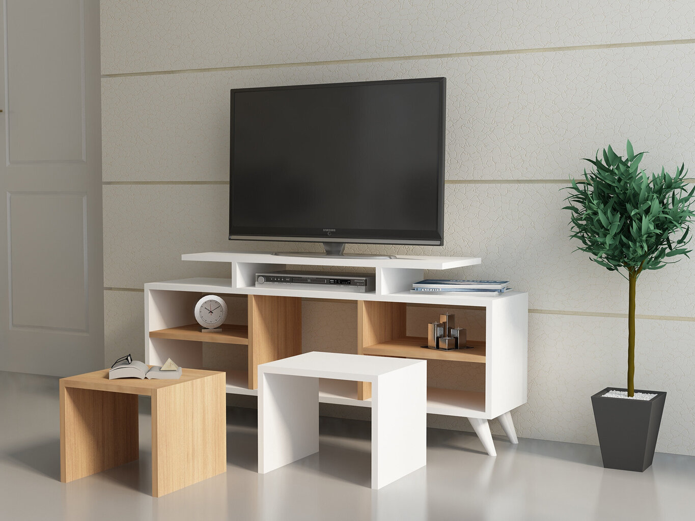 TV-laud Kalune Design Kutay, valge/pruun hind ja info | Televiisori alused | hansapost.ee