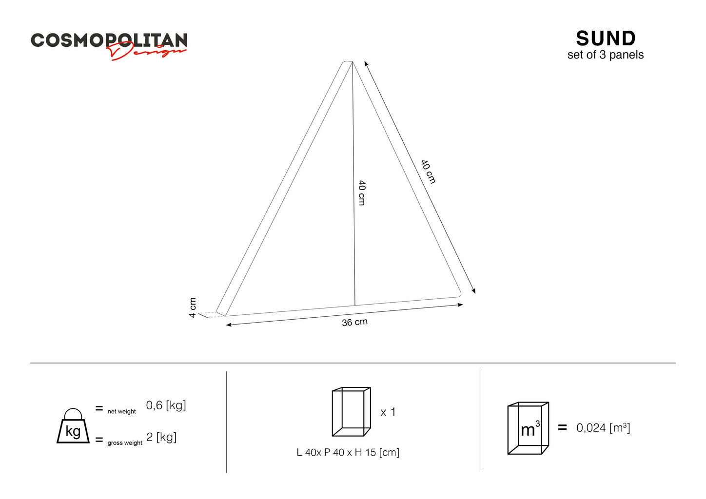 Pehmed seinapaneelid, 3 tk, Cosmopolitan Design Sund R1, kollane hind ja info | Pehmed seinapaneelid | hansapost.ee