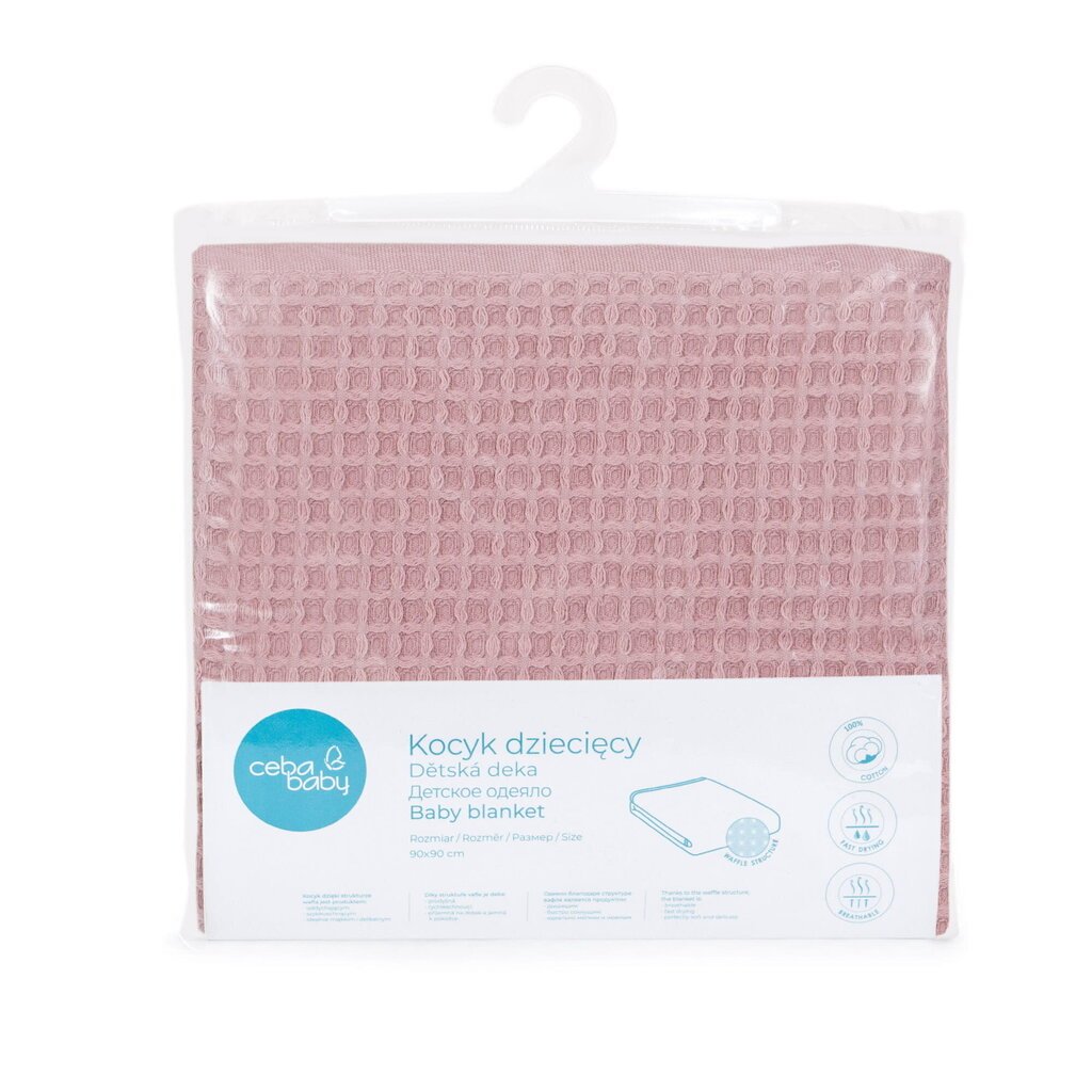 Pleed Ceba Waffle Line Silver Pink, 90x90 cm цена и информация | Pleedid, voodikatted ja päevatekid | hansapost.ee