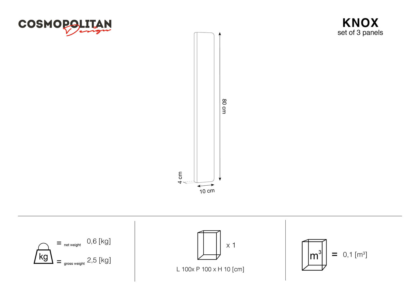 Pehmed seinapaneelid, 3 tk., Cosmopolitan Design Knox R3, helebeež hind ja info | Pehmed seinapaneelid | hansapost.ee