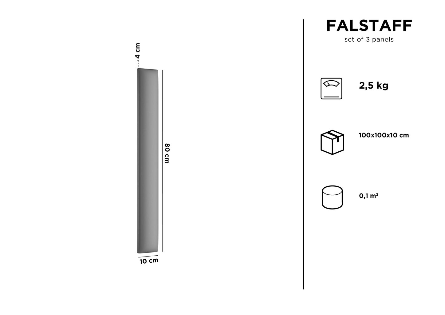 Pehmed seinapaneelid, 3 tk, Kooko Home Falstaff C1, valged цена и информация | Pehmed seinapaneelid | hansapost.ee