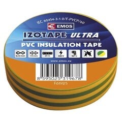 Insulating Tape PVC 19mm/20m green/yellow, EMOS hind ja info | Käsitööriistad | hansapost.ee