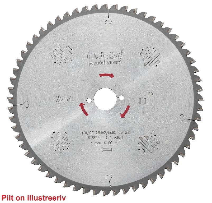 Saeketas 254x2,4/1,8x30, z48, WZ, -5°, Precision cut., Metabo цена и информация | Käsitööriistad | hansapost.ee