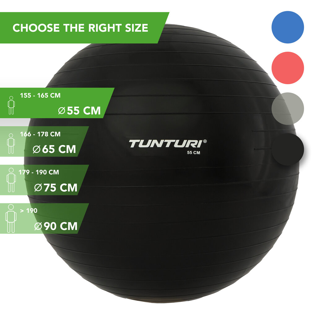 Võimlemispall Tunturi 75 cm must цена и информация | Võimlemispallid | hansapost.ee