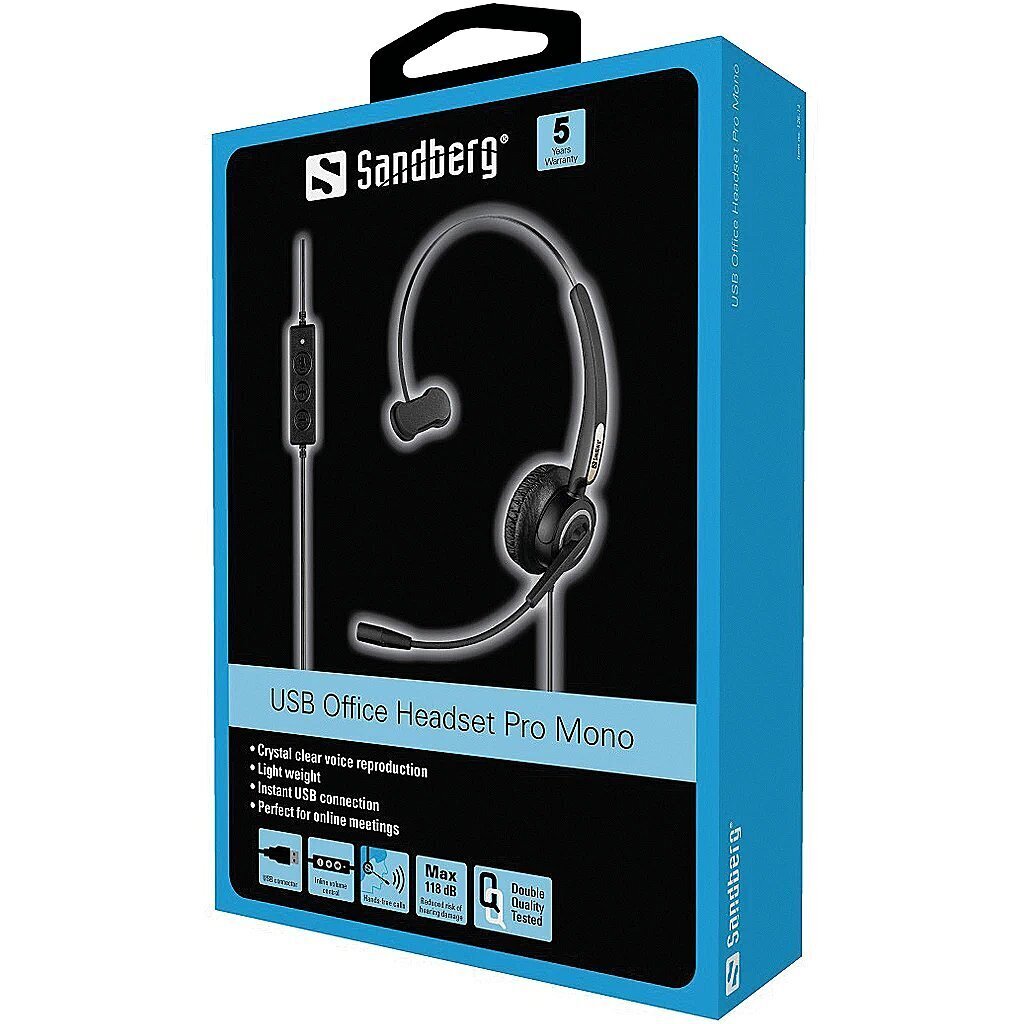 Juhtmega kõnekeskuse peakomplekt/kõrvaklapid mikrofoniga SANDBERG USB Office Pro hind ja info | Kõrvaklapid | hansapost.ee