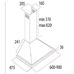 Schlosser H013 60BL/750 цена и информация | Вытяжки на кухню | hansapost.ee