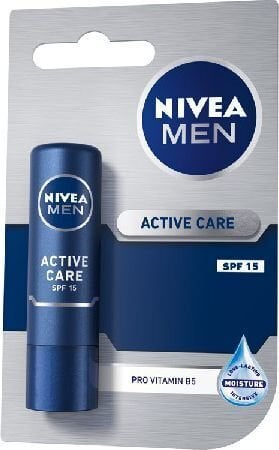 Huulepulk meestele Nivea For Men Active Care,4.8g цена и информация | Huulekosmeetika | hansapost.ee