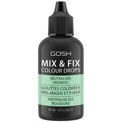 Tooniv meigivahend punetuse varjamiseks Gosh Mix & Fix Colour Drops, 002 Green, 30 ml цена и информация | Пудры, базы под макияж | hansapost.ee