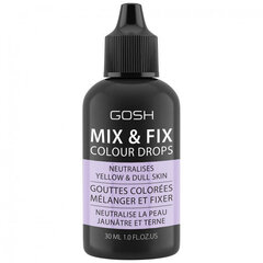 Tooniv meigivahend kollaste ja teiste näotoonide katmiseks Gosh Mix & Fix Colour Drops, 003 Purple, 30 ml hind ja info | Jumestuskreemid ja puudrid | hansapost.ee