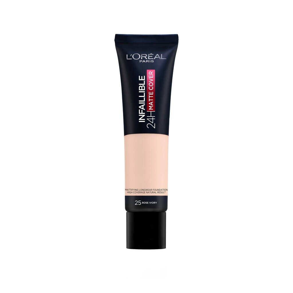 Jumestuskreem L’Oreal Paris Infallible Matte Cover 25 Rose Ivory, 30ml цена и информация | Jumestuskreemid ja puudrid | hansapost.ee