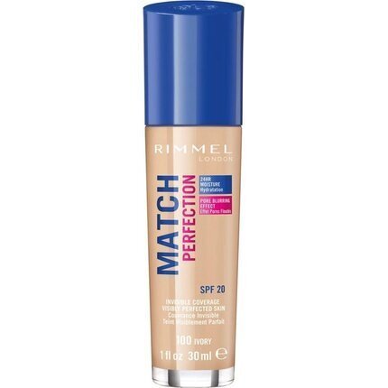 Jumestuskreem Rimmel London Macth & Perfection 30 ml, Nr.100 Ivory цена и информация | Jumestuskreemid ja puudrid | hansapost.ee