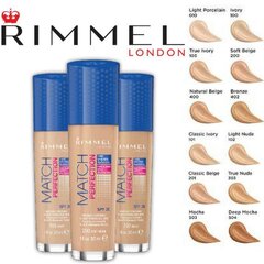 Тональное средство Rimmel London Match Perfection SPF20 30 мл, 201 Classic Beige цена и информация | Пудры, базы под макияж | hansapost.ee