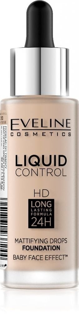 Jumestuskreem Eveline Liquid Control HD Mattifying Drops 32 ml, 010 Light Beige цена и информация | Jumestuskreemid ja puudrid | hansapost.ee